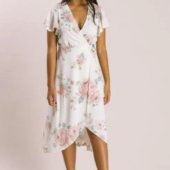Everly Bridal Petite Kenley Floral Wrap Midi Dress