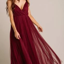 Maniju Scarlett Tulle Pleated Maxi Dress