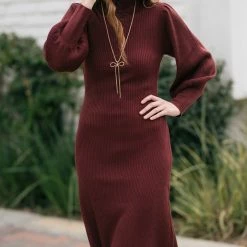 Lush Clothing Piper Mock Neck Puff Sleeve Dress