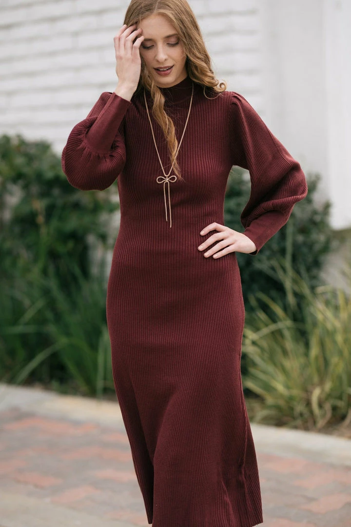 Lush Clothing Piper Mock Neck Puff Sleeve Dress