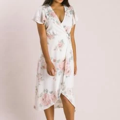 Everly Bridal Petite Kenley Floral Wrap Midi Dress