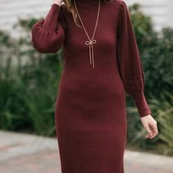 Lush Clothing Piper Mock Neck Puff Sleeve Dress