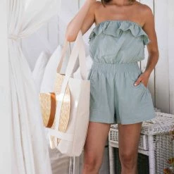 Promesa Dion Ruffled Strapless Romper