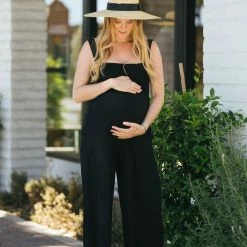 Hello Miz Maternity Darla Smocked Jumpsuit Maternity Friendly