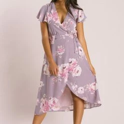 Everly Bridal Petite Kenley Floral Wrap Midi Dress