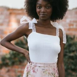 Peach Love California Bella Tie Shoulder Bodysuit