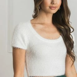 Cotton Candy Gigi Scoop Neck Eyelash Crop Top
