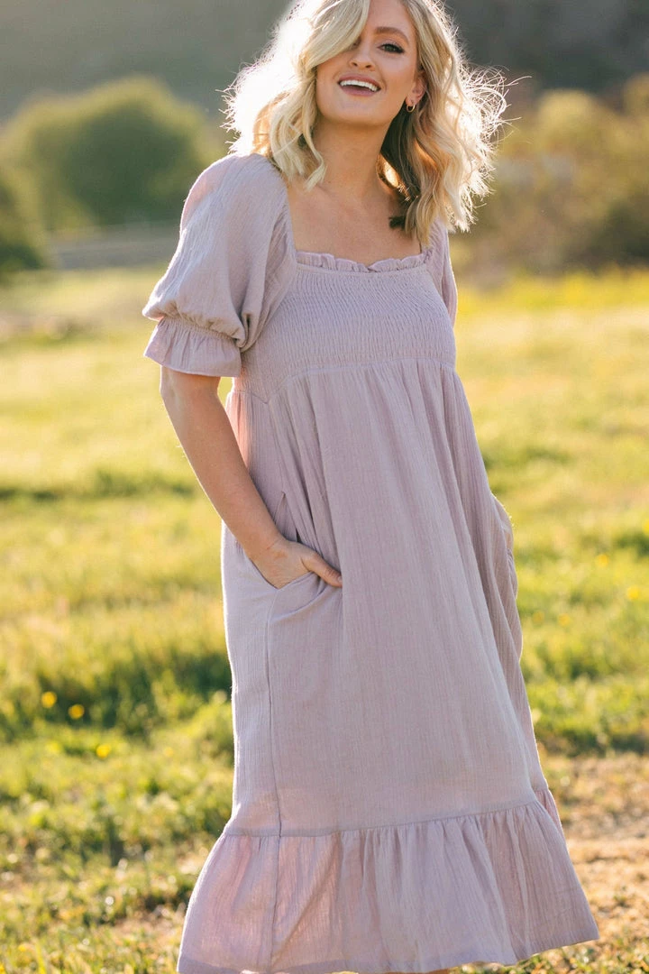 & Merci Maternity Friendly Joyce Smocked Midi Dress