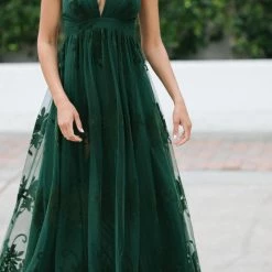 Luxxel Angeline Velvet Lace Maxi Dress