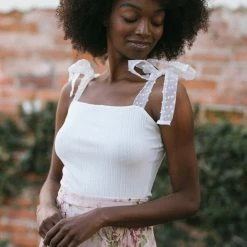 Peach Love California Bella Tie Shoulder Bodysuit