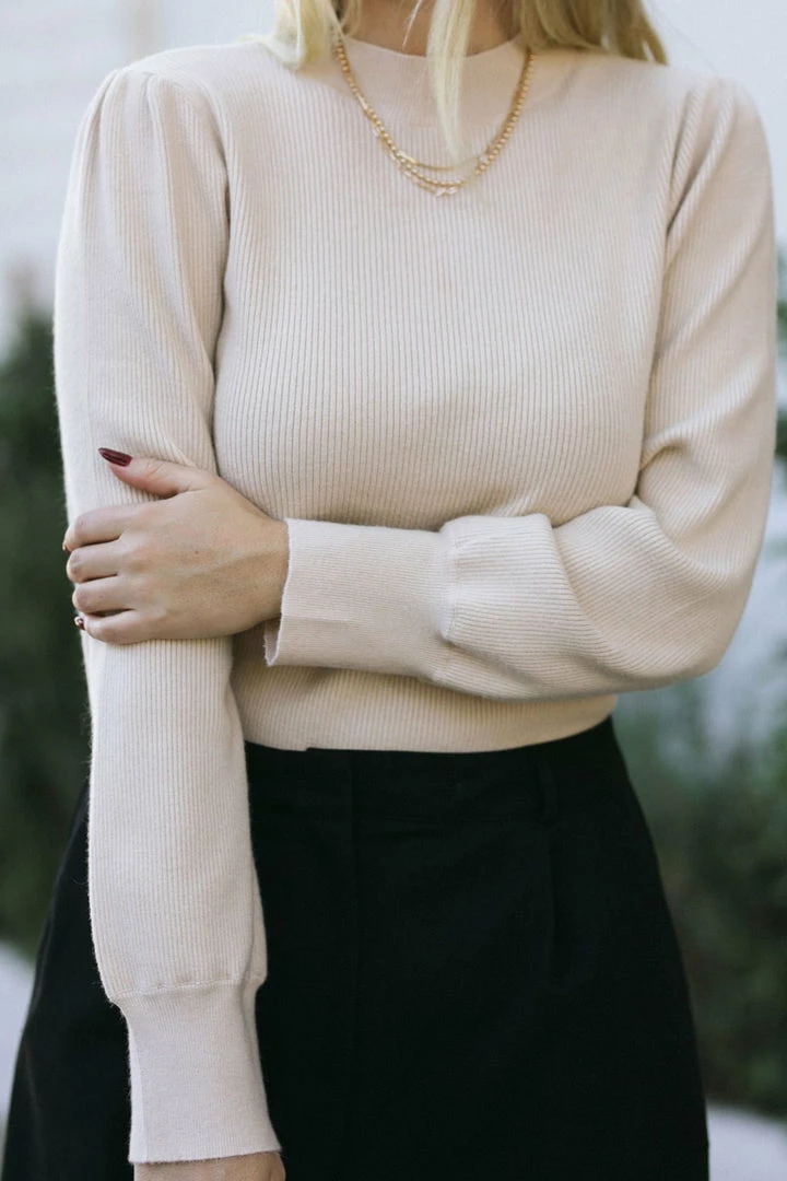 Skies Are Blue Work Essentials Hillary Mock Neck Sweater