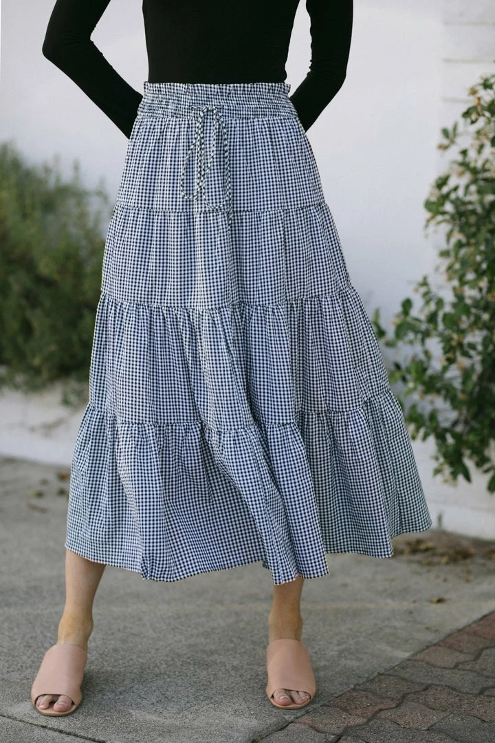 Hyfve Maternity Friendly Belle Tiered Gingham Skirt