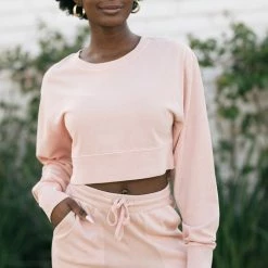 Hyfve Basics Scarlet Cropped Long Sleeve Sweater