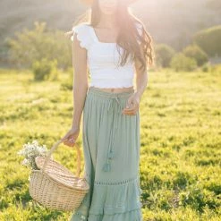 In Loom Maternity Friendly Lilian Tiered Tassel Maxi Skirt