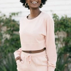 Hyfve Basics Scarlet Cropped Long Sleeve Sweater