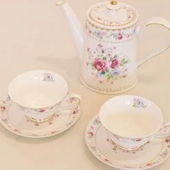 Coastline Imports Teaware & Teapots Rose Bouquet 5 Piece Tea Set