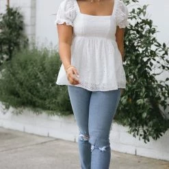 In Loom Brittany Babydoll Eyelet Top Clothing