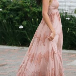 Luxxel Angeline Velvet Lace Maxi Dress