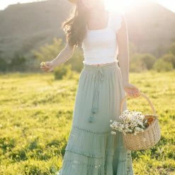 In Loom Maternity Friendly Lilian Tiered Tassel Maxi Skirt