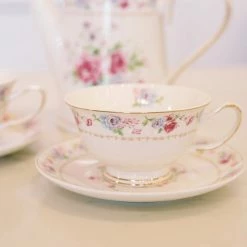 Coastline Imports Teaware & Teapots Rose Bouquet 5 Piece Tea Set