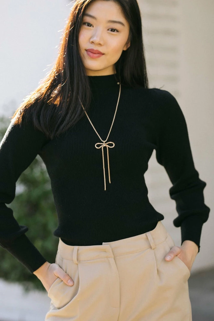 Skies Are Blue Work Essentials Hillary Mock Neck Sweater