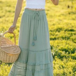 In Loom Maternity Friendly Lilian Tiered Tassel Maxi Skirt