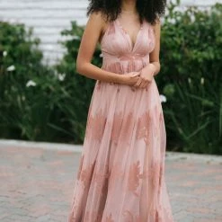 Luxxel Angeline Velvet Lace Maxi Dress