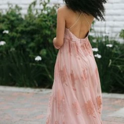 Luxxel Angeline Velvet Lace Maxi Dress