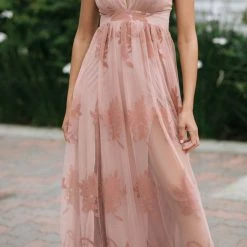 Luxxel Angeline Velvet Lace Maxi Dress