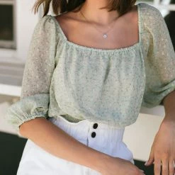 Lush Genevieve Puff Sleeve Blouse Clothing