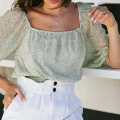 Lush Genevieve Puff Sleeve Blouse Clothing