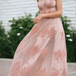 Luxxel Angeline Velvet Lace Maxi Dress