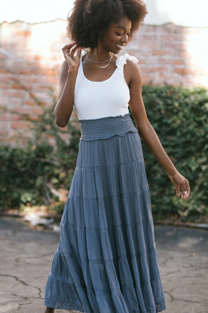 In Loom Doris Tiered Maxi Skirt Maternity Friendly