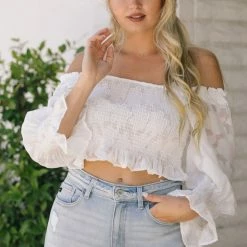 Bighit Fashion Devin Smocked Cropped Blouse