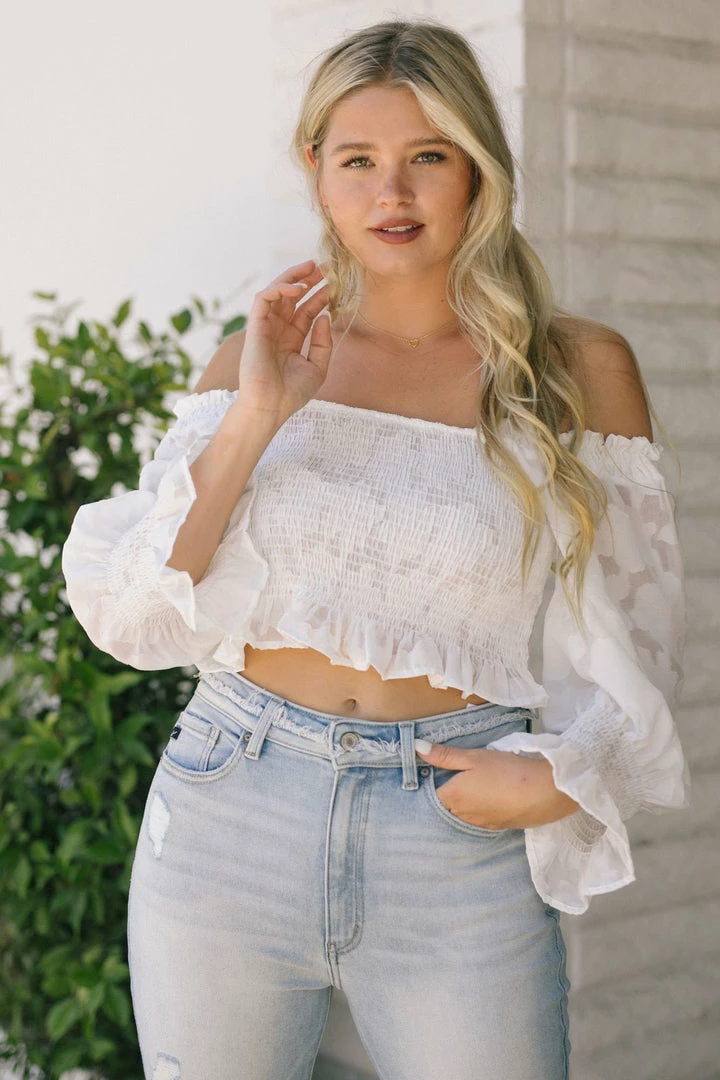 Bighit Fashion Devin Smocked Cropped Blouse