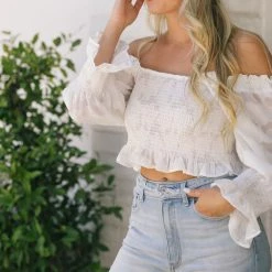 Bighit Fashion Devin Smocked Cropped Blouse