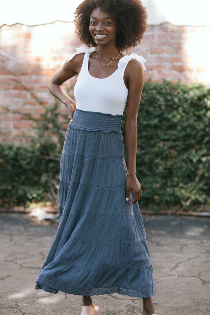 In Loom Doris Tiered Maxi Skirt Maternity Friendly