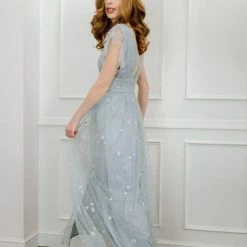 Soieblu Wendy Tulle Ruffle Sleeve Maxi Dress