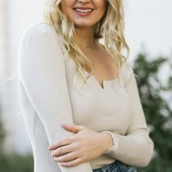 In Loom Lola Notched Knit Bodysuit Clothing