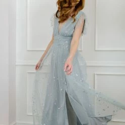 Soieblu Wendy Tulle Ruffle Sleeve Maxi Dress