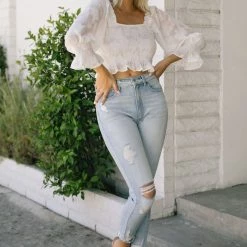 Bighit Fashion Devin Smocked Cropped Blouse