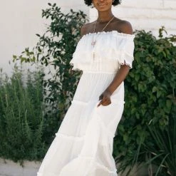 Ee:some Jade Off Shoulder Maxi Dress