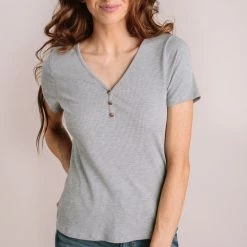 Everly Basics Janice Short Sleeve Ribbed Top