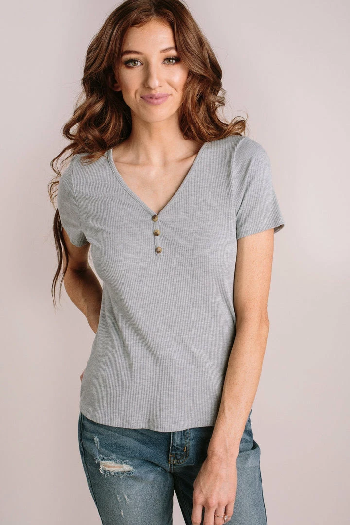 Everly Basics Janice Short Sleeve Ribbed Top