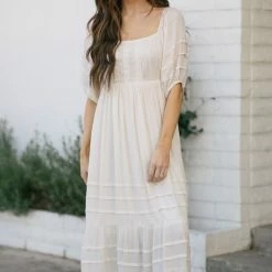 Listicle Carissa Crocheted Lace Detail Maxi Dress