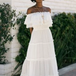 Ee:some Jade Off Shoulder Maxi Dress