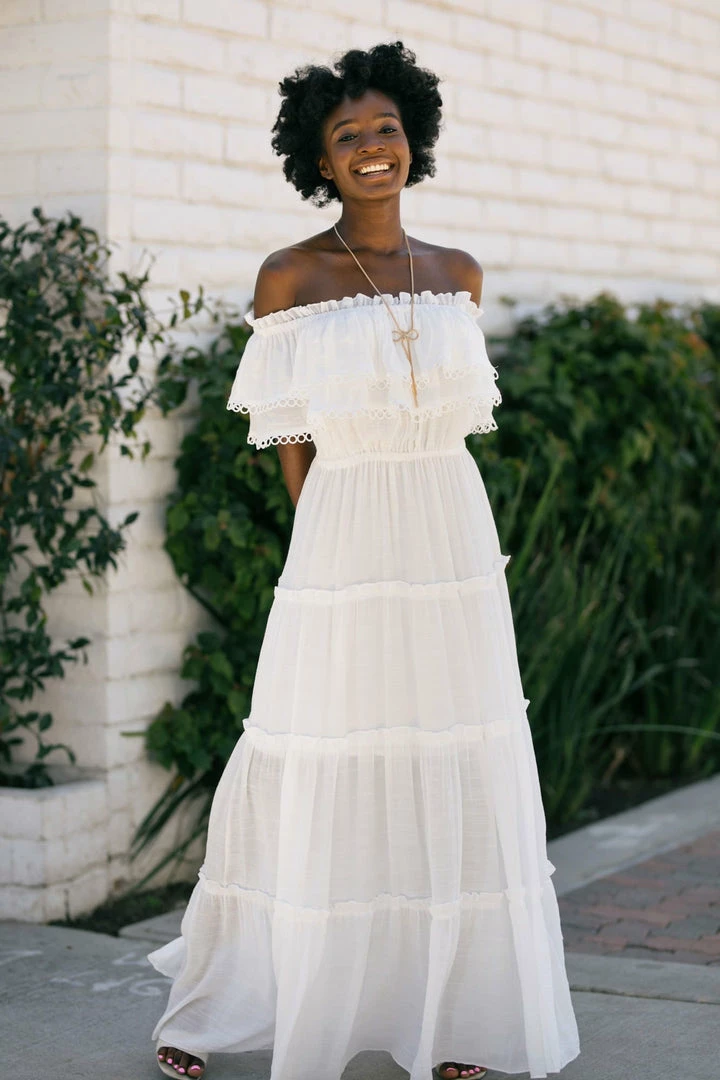 Ee:some Jade Off Shoulder Maxi Dress