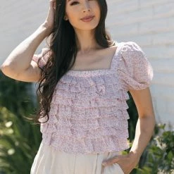 She + Sky Work Essentials Yvette Tiered Ruffle Blouse