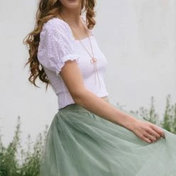 Style Melody Skylar Eyelet Smocked Crop Top Clothing
