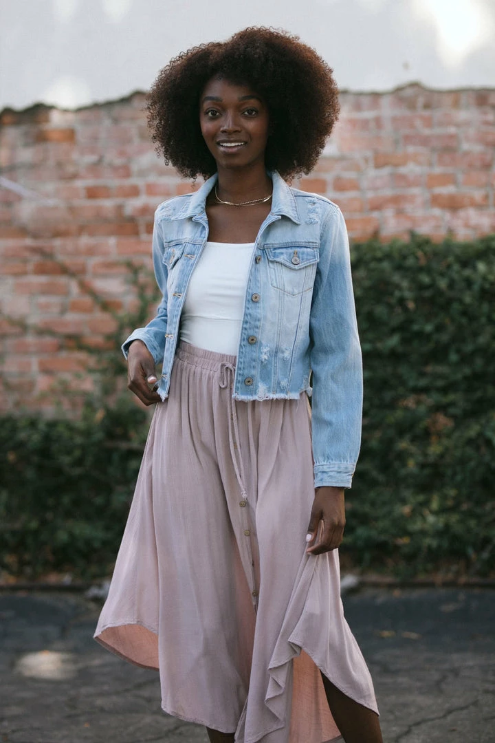 Kancan Dina Distressed Denim Jacket